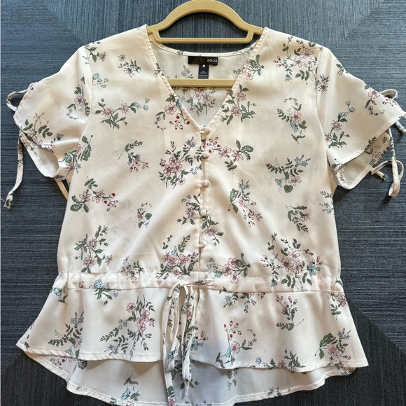 Aqua by Bloomingdales White Floral Button Down Blouse - Picture 4 of 4